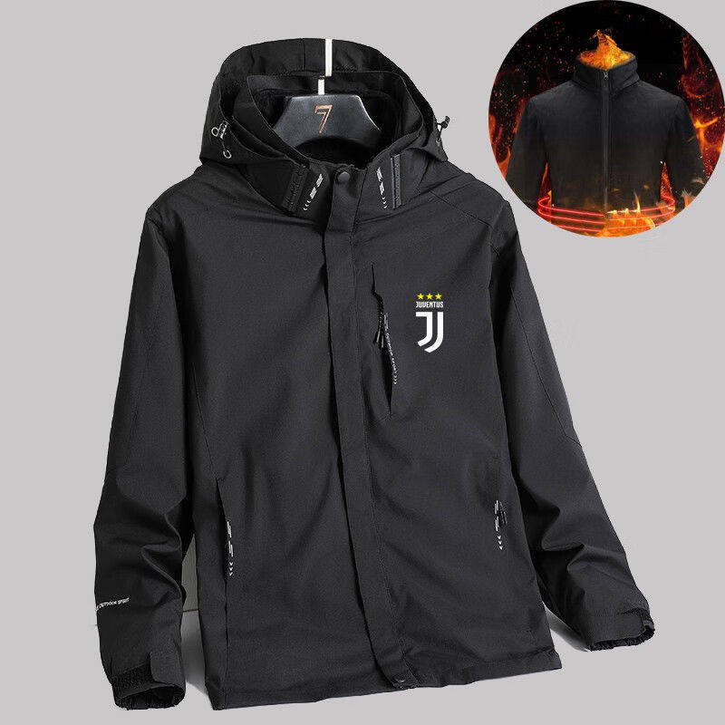 欧冠尤文三合一可拆卸冲锋衣登山服秋冬季男女运动足球服防风外套