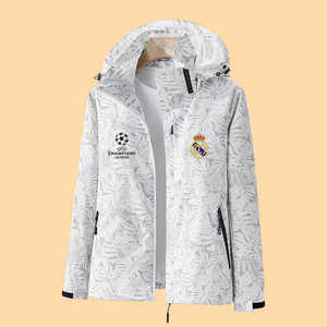 春秋款皇马足球训练服迷彩冲锋衣外套夺冠纪念衫萨拉赫c罗本泽马