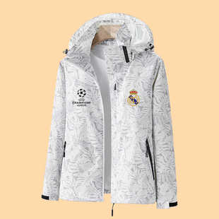 春秋款皇马足球训练服迷彩冲锋衣外套夺冠纪念衫萨拉赫c罗本泽马