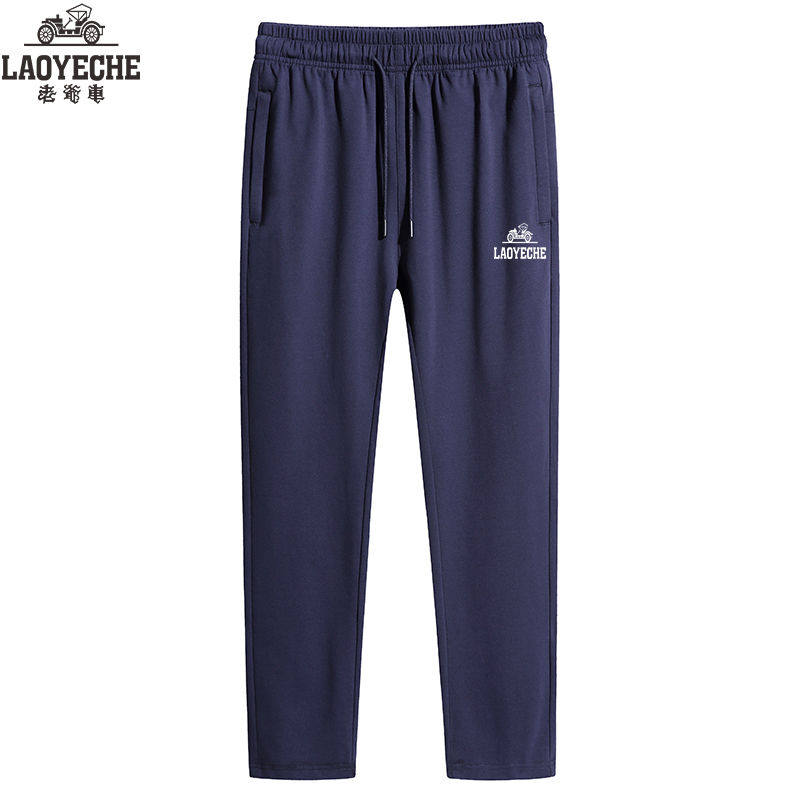 老爷车 纯棉夏季薄款运动裤子男爸爸夏季休闲裤子直筒中老年宽松