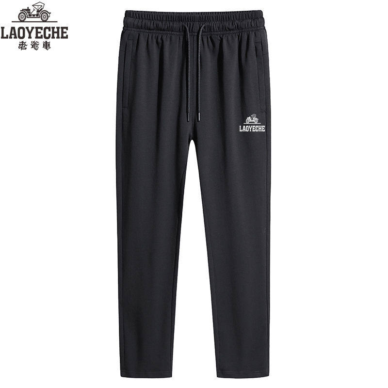 老爷车 纯棉夏季薄款运动裤子男爸爸夏季休闲裤子直筒中老年宽松