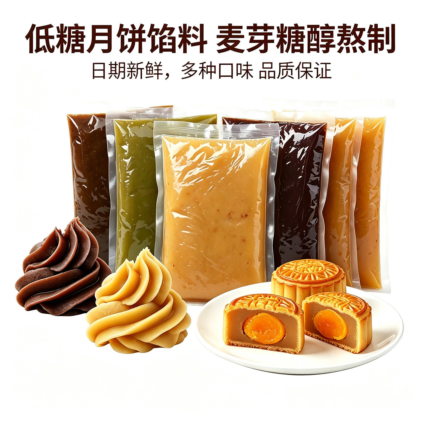 合琪轩低糖纯白莲蓉馅红豆沙馅料
