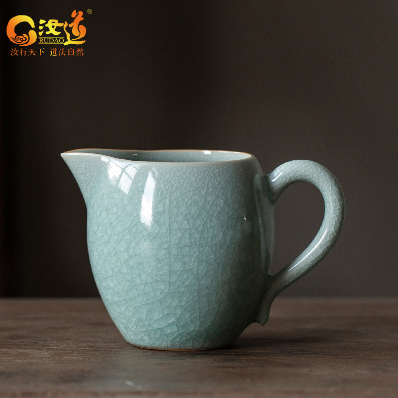 汝道冰片汝窑公道杯单个茶海家用茶漏功夫茶具简约分茶器陶瓷配件