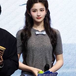 上衣女衣服潮 原版 凡人修仙传赵晴同款 短袖 t恤圆领蝴蝶结针织衫