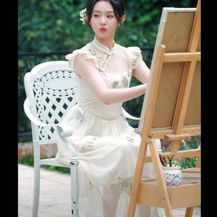 新中式 原版 立领飞飞袖 短剧李柯以容遇同款 裙子女衣服潮 连衣裙夏季