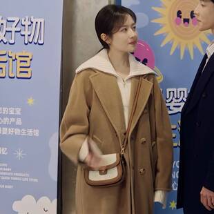 原版滤镜李兰迪苏橙橙同款毛呢大衣秋冬翻领中长款外套女衣服潮
