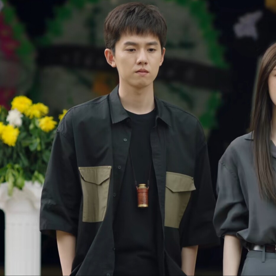 原版破茧2张耀谭景天同款短袖衬衫上衣夏季翻领拼接衬衣男衣服潮