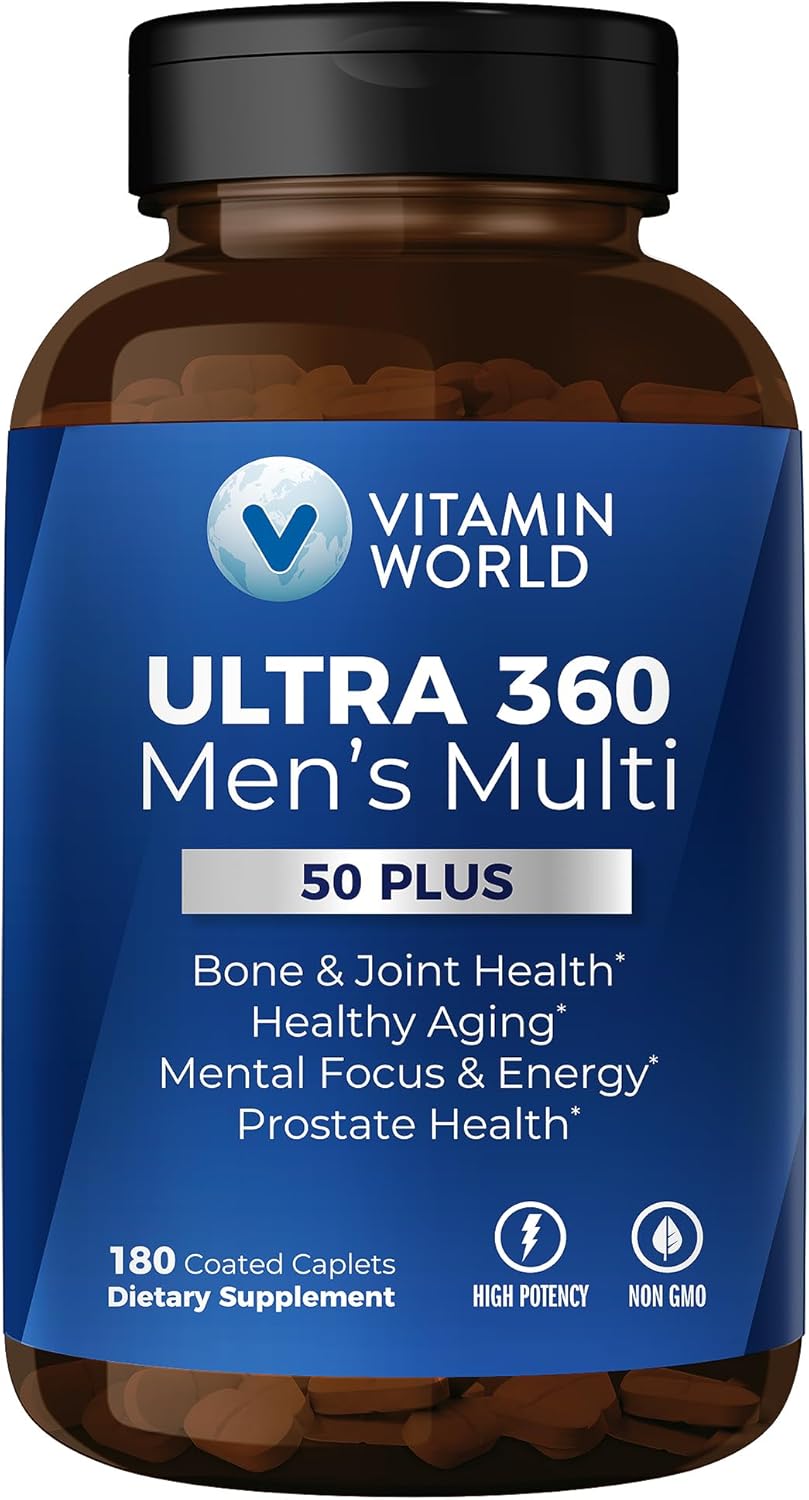美国直邮Vitamin World 50+男性多种维生素能量和免疫支持,180粒