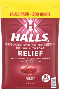 美国直邮 HALLS Relief Cherry Cough Drops 樱桃口味润喉糖200颗