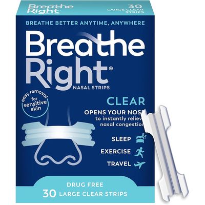 美国直邮 Breathe Right无物的鼻条减少打鼾和缓解鼻噻 30大条