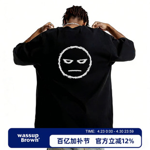 WASSUP BROWN美式重磅短袖t恤男夏季2026新款潮牌纯棉青少年体恤