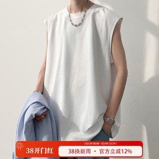 WASSUP BROWN纯棉坎肩背心男夏季潮牌白色外穿运动健身打底衫T恤