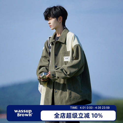 美式翻领外套男春季新款