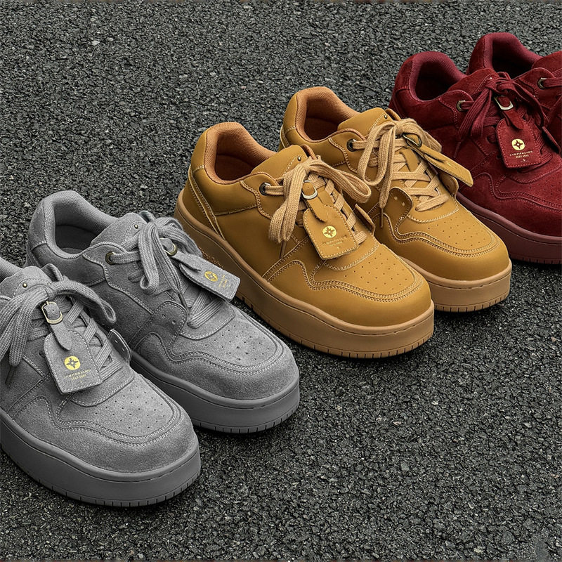 【明星同款】小众美式情侣面包复古棕色厚底增高休闲板鞋男女同款,流行男鞋,休闲板鞋,淘宝优惠券,粉丝福利购,淘宝优惠卷