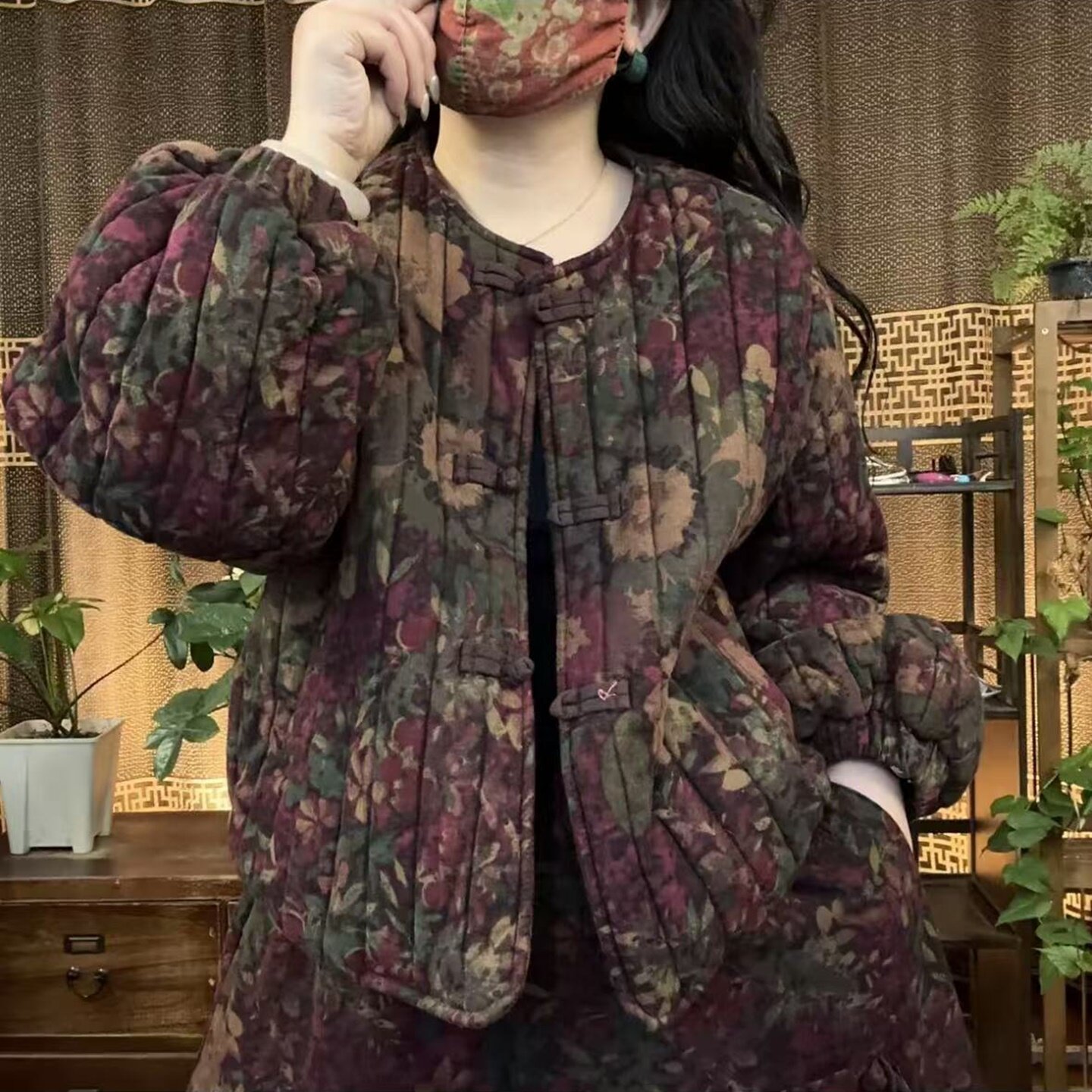 冬季复古民族风盘扣加厚保暖棉服