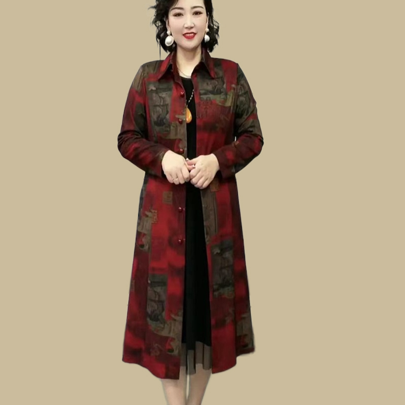 长袖单排扣韩版中长款风衣过膝女