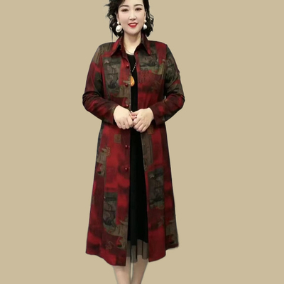 长袖单排扣韩版中长款风衣过膝女