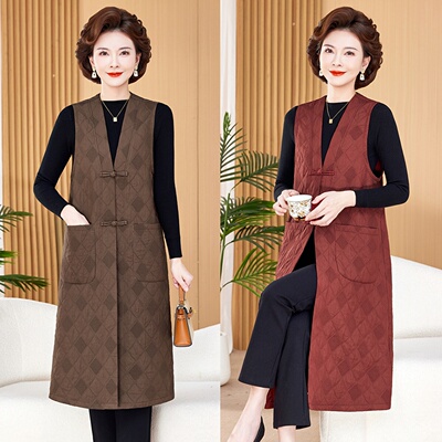 民族风中长款撞色马甲外套百搭潮