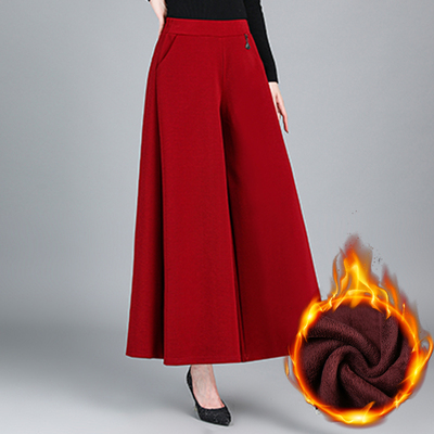 高腰时尚百搭长裤加绒阔腿裤