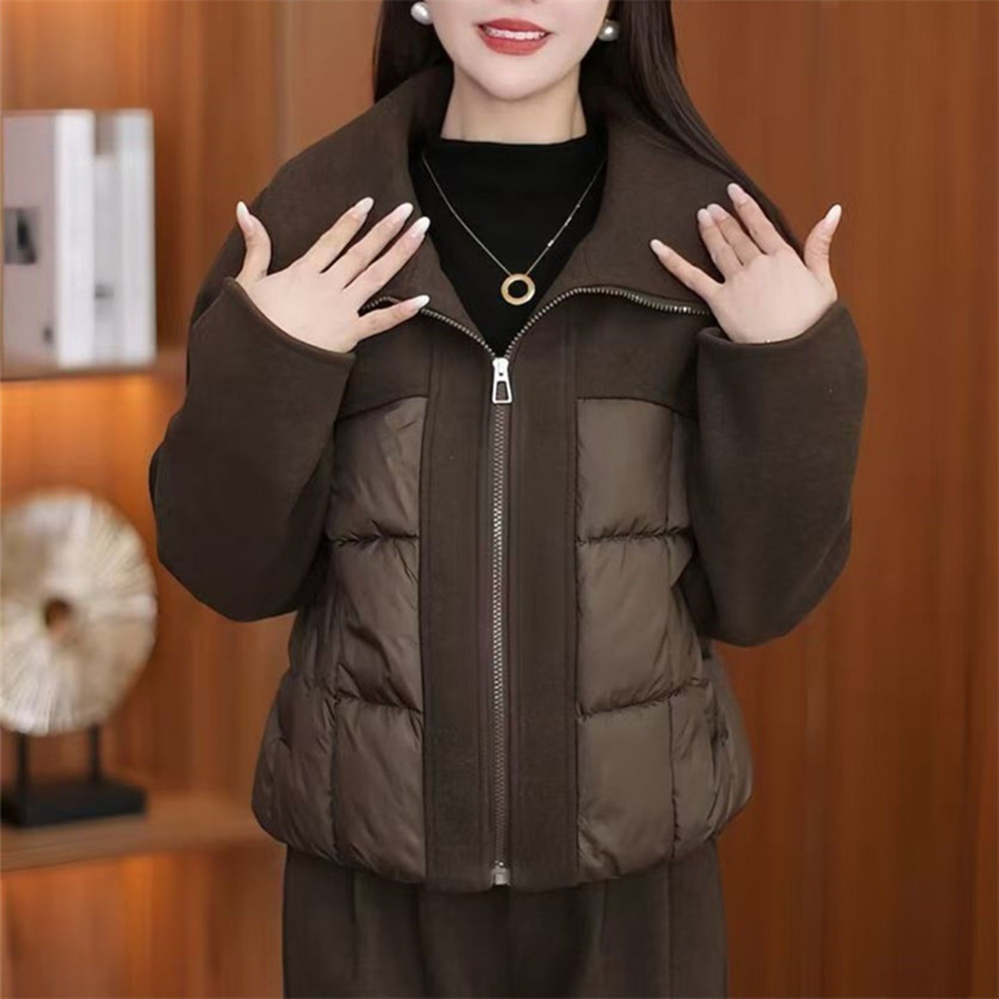 通勤立领加棉加厚保暖女棉服
