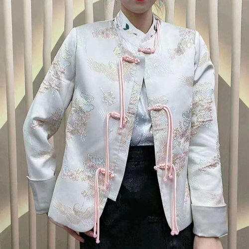 春秋盘扣刺绣流苏上衣新中式