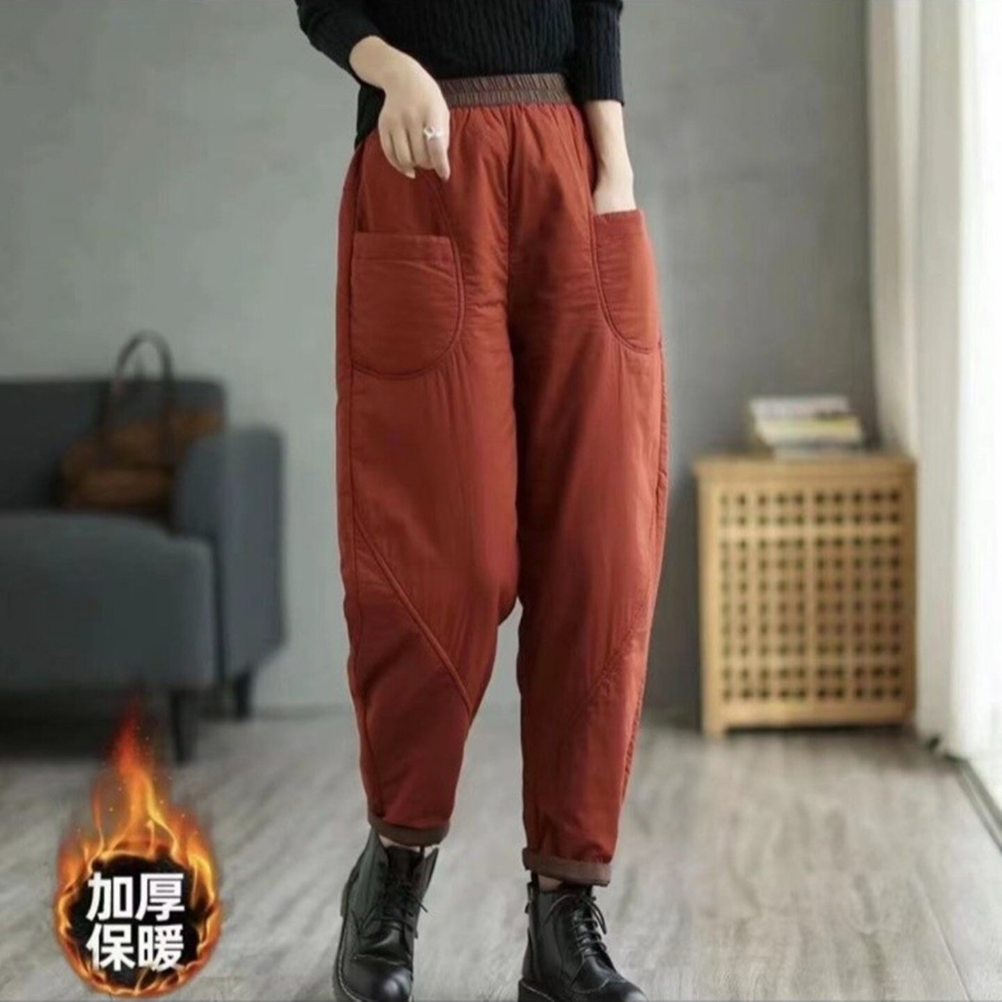外穿保暖加厚棉裤女款冬季新款大码夹棉哈伦裤显瘦百搭休闲裤子长