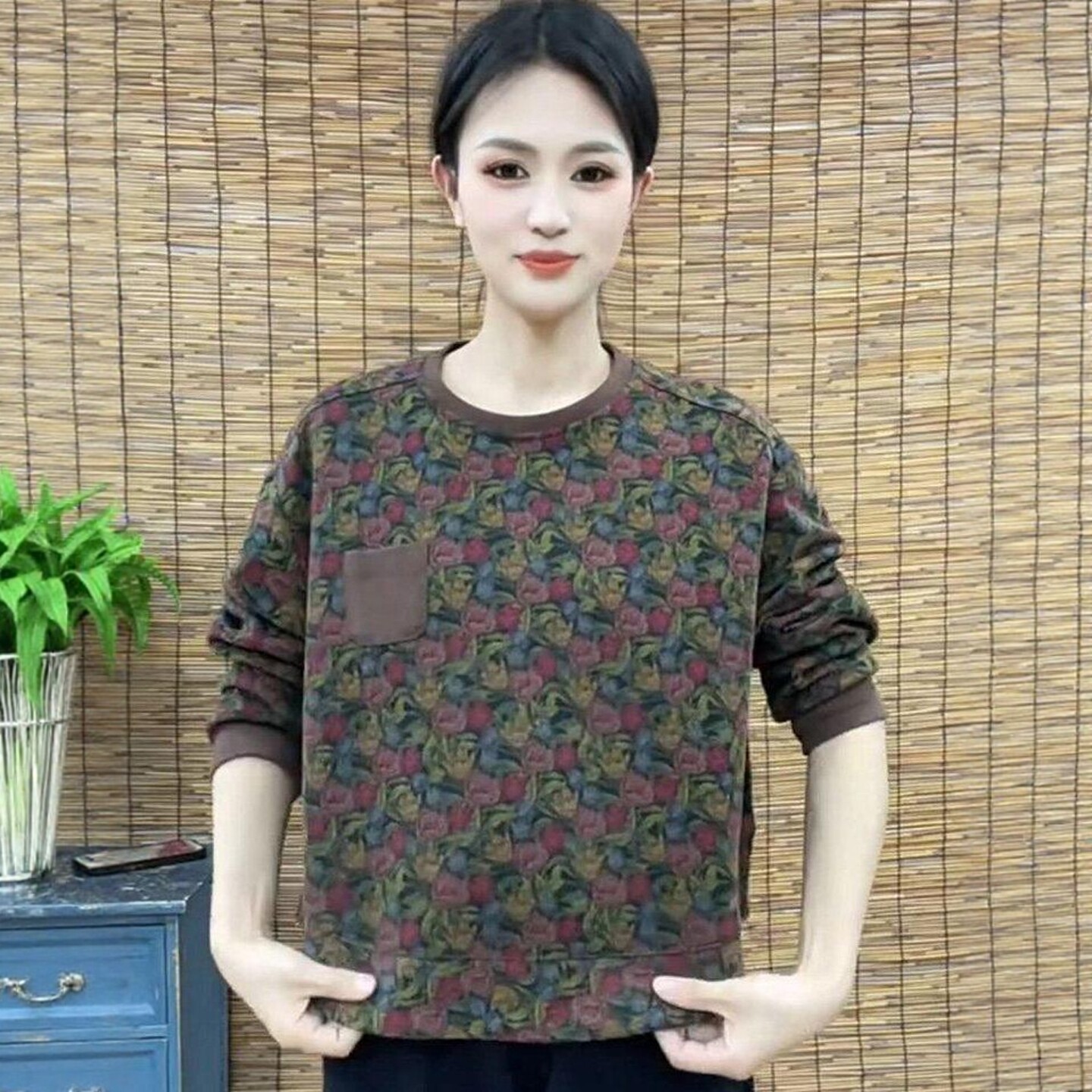 秋季印花圆领宽松显瘦休闲卫衣女