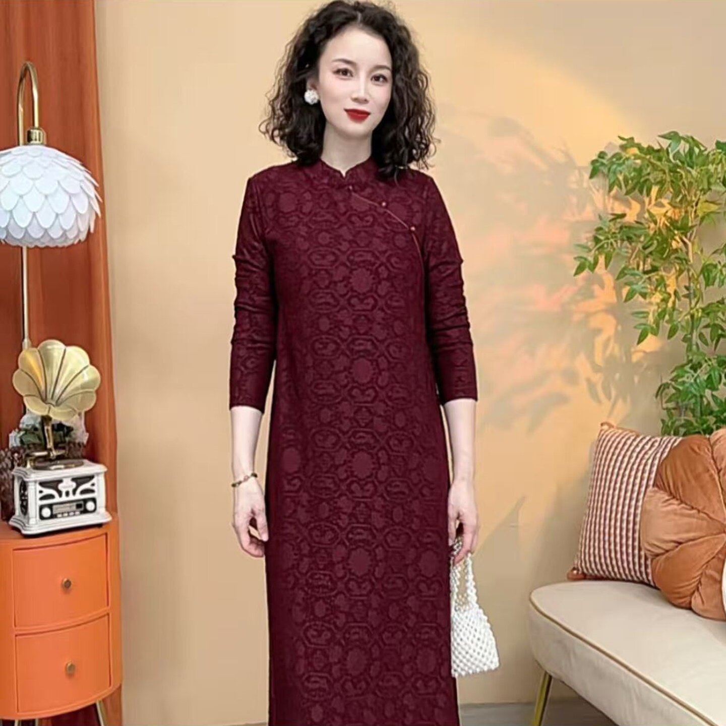 秋季改良旗袍显瘦妈妈连衣裙长款