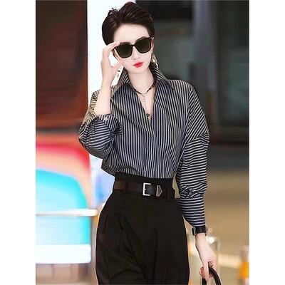 条纹衬衫女士2025年秋季