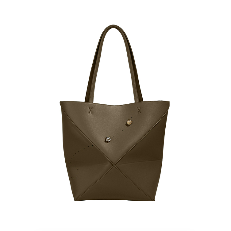 中号限定款Fold小众设计新款真皮折叠几何托特包BK-1053MK深邃绿