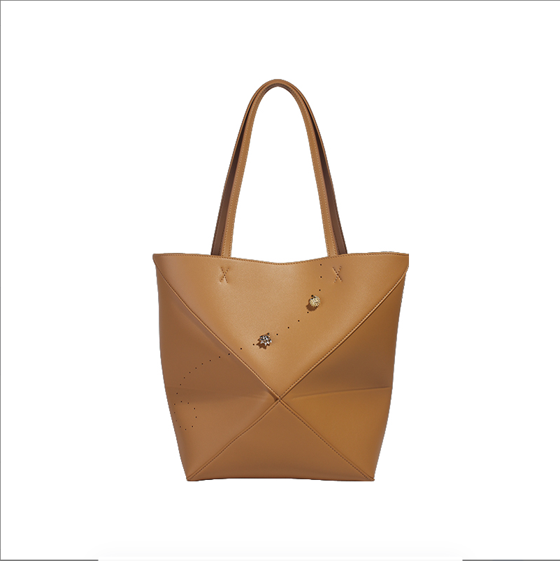 中号限定款Fold小众设计新款真皮折叠几何托特包BK-1053MK暖沙棕