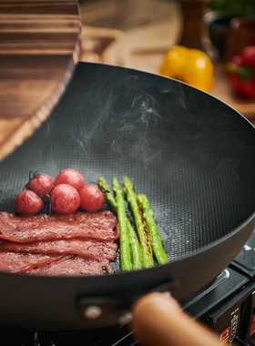 prefered日式极铁锅厨房家用老式精铁炒锅电磁炉通用无涂层炒菜锅