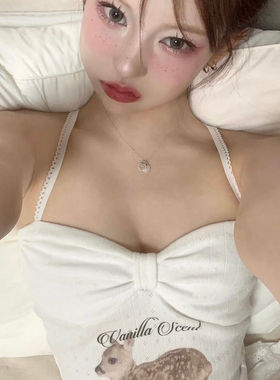 花边吊带小鹿背心纯欲风抹胸上衣