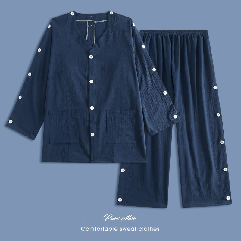 艾灸服纯棉情侣款袖开扣高档