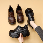 42大码 34小码 女2026年新款 增高显瘦软底乐福鞋 厚底英伦风时尚 单鞋