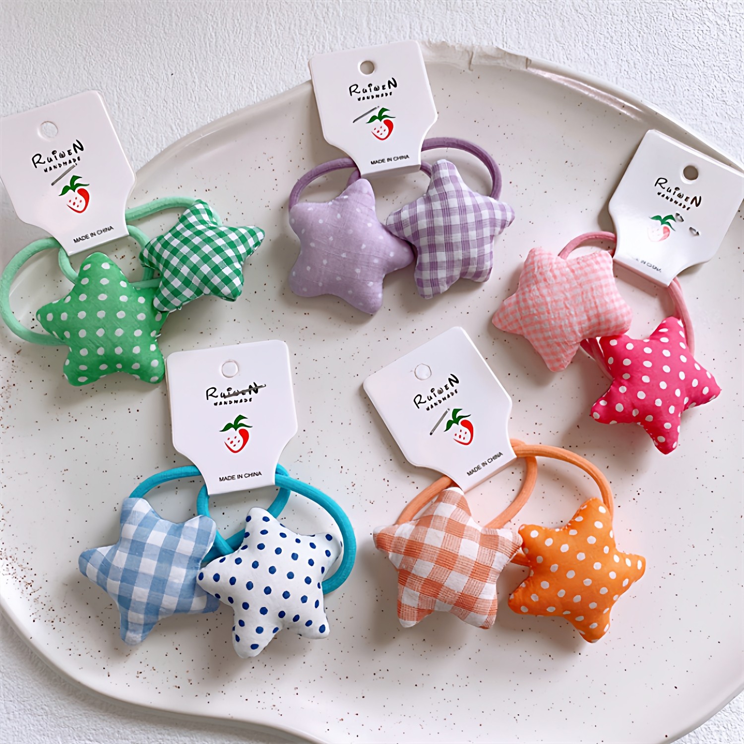 韩版儿童布艺格子五角星发圈女童圆点星形对装头绳扎头发皮筋发绳,童装/婴儿装/亲子装,发饰,淘宝优惠券,粉丝福利购,淘宝优惠卷