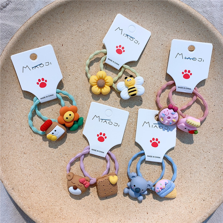 儿童花朵扎发皮筋头绳卡通小熊