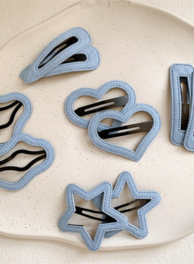 儿童牛仔五角星爱心发夹甜美女孩学生侧边刘海夹碎发BB夹亲子发卡