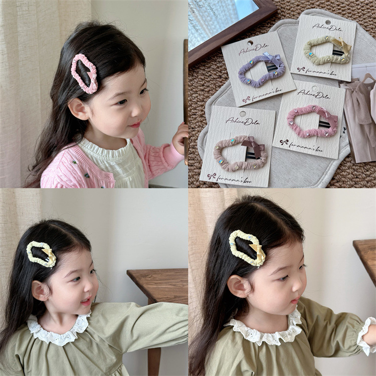 新款韩系儿童蝴蝶结云朵发夹甜美女童侧边刘海夹宝宝碎发BB夹发卡