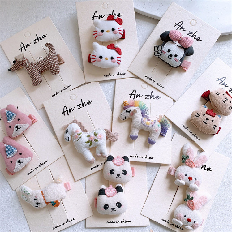 儿童可爱卡通充棉小猫兔子发夹女孩侧边刘海夹对装发卡鸭嘴夹头饰,童装/婴儿装/亲子装,发饰,淘宝优惠券,粉丝福利购,淘宝优惠卷