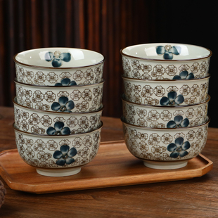 日式复古风5英寸护边碗陶瓷吃饭碗家用面碗汤碗釉下彩加厚餐具