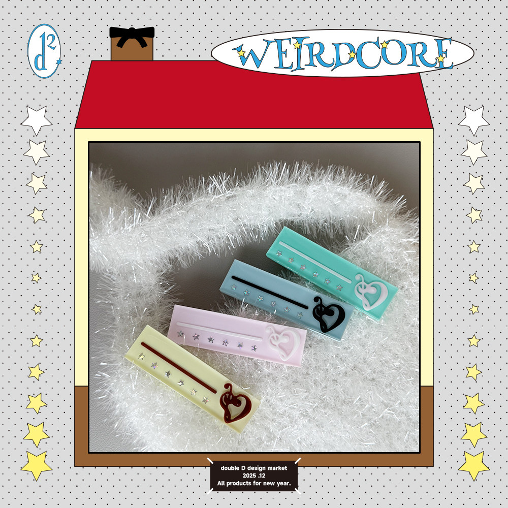 doubleD手工自制滴胶小众音符爱心y2k发夹边夹银闪星星韩风配色