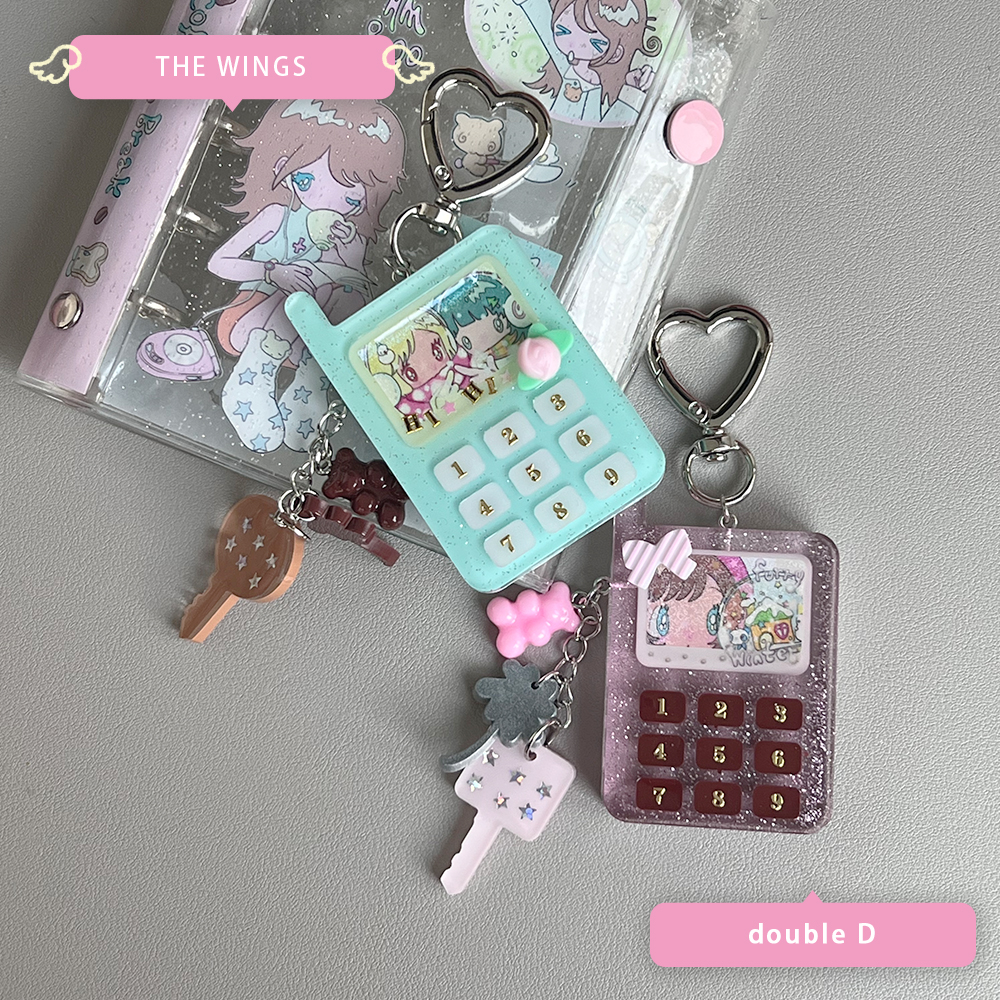 doubleD手工滴胶卡通数字小方手机钥匙扣包挂小熊软糖钥匙吊坠