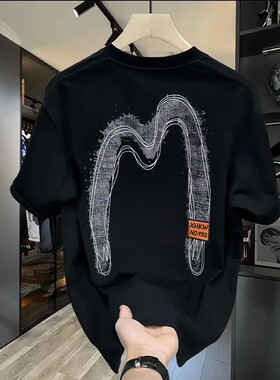 品牌外贸~剪标奥特莱斯专柜港风潮牌纯棉短袖t恤男女宽松圆领上衣