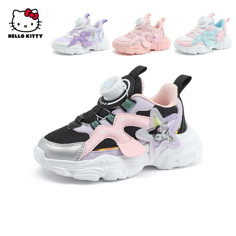 凯蒂猫女童跑步鞋轻便透气女中大童运动鞋透气双网面库洛米女童鞋