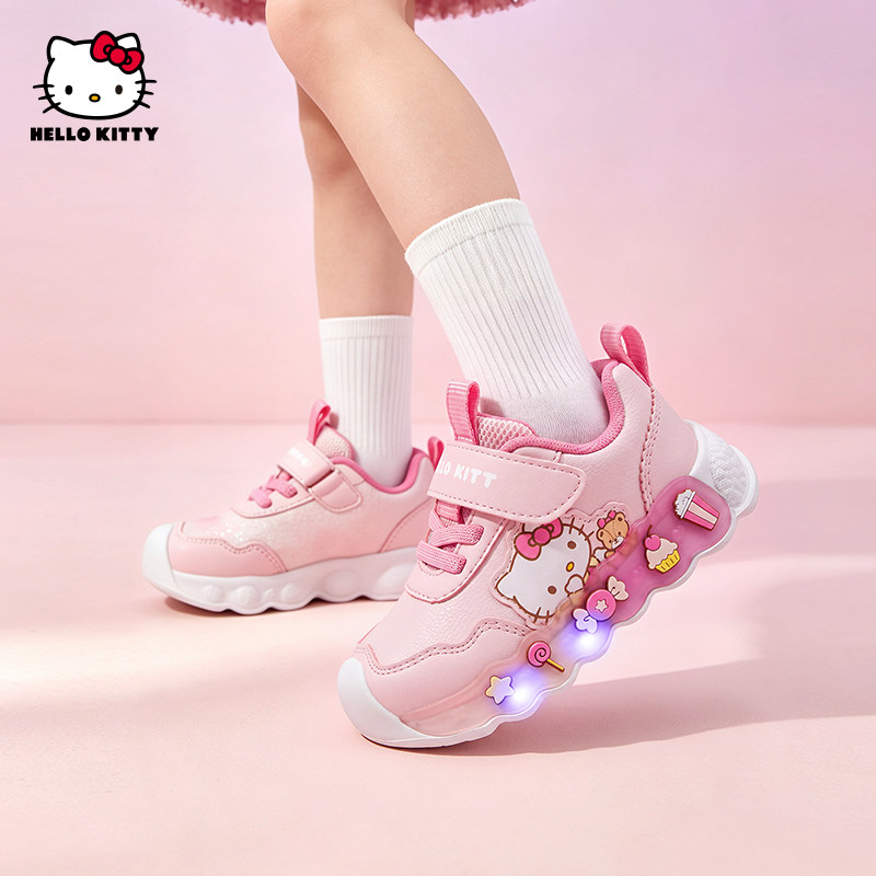 凯蒂猫女童闪灯鞋休闲运动鞋发光