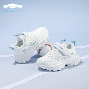 三丽鸥童鞋大耳狗女童白色运动鞋皮面秋季女中大童白鞋子轻老爹鞋