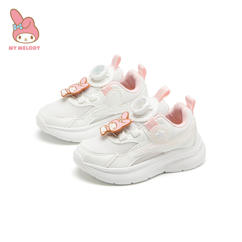 三丽鸥女童鞋美乐蒂女童白色跑步鞋透气春秋款女孩小白鞋运动网鞋