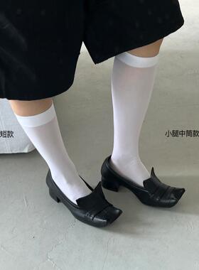 Rockrio Rarelicold  微透白色丝袜 中筒小腿袜 女士打底袜