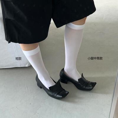 Rockrio Rarelicold  微透白色丝袜 中筒小腿袜 女士打底袜